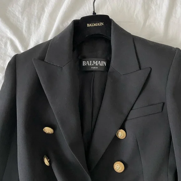 Authentic Balmain classic fitted double-breasted wool jacket - Picture 5 of 7